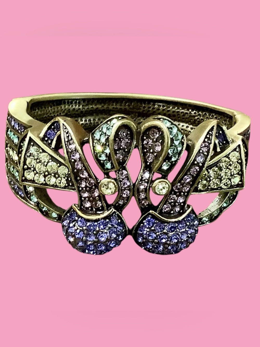 Vintage Heidi Daus Art Deco Multicolor Crystal Statement Bracelet NIB